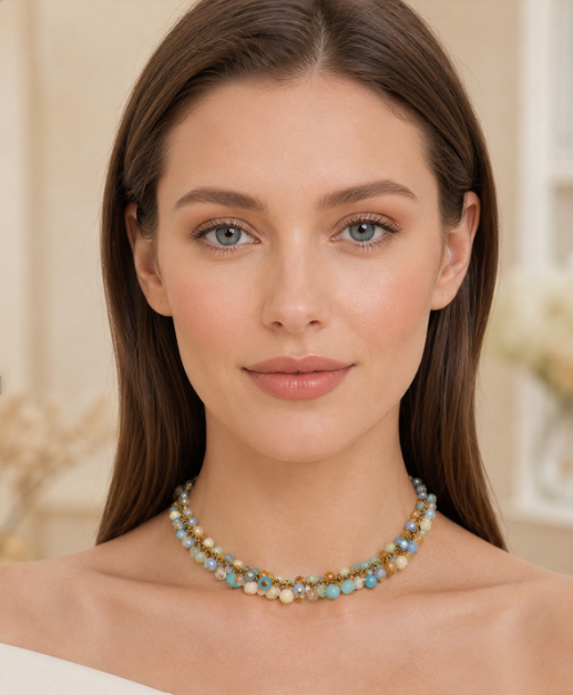 Pastel Mosaic Beaded Necklace