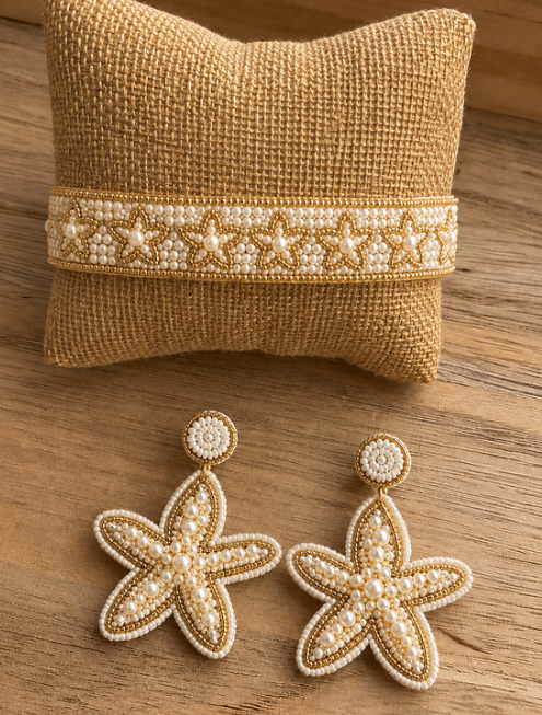 Pearl Starfish Beaded Earrings